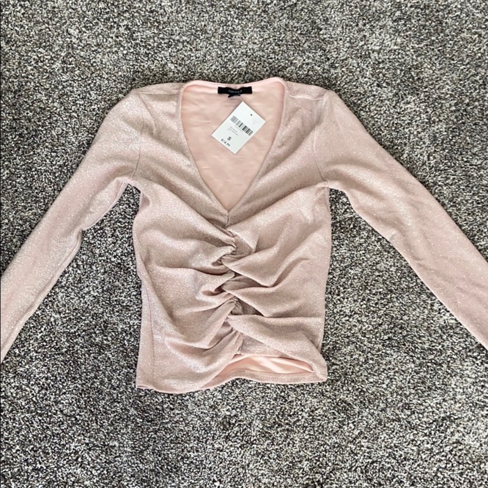 sparkly pink scrunch top size small